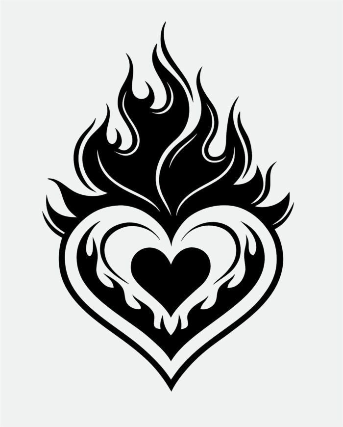 Burning Heart SVG | Fiery Love Design for Crafts